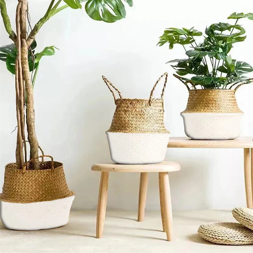 panier suspendu en osier pour rangement et décoration - vue 5 sur 13