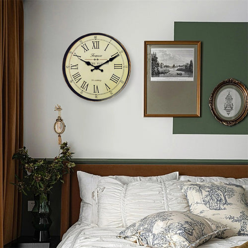 horloge murale en bois style 16e siècle décoration silencieuse cadeau idéal - vue 6 sur 7