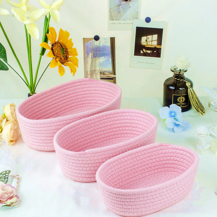 paniers en corde de coton pour rangement et organisation des objets - vue 8 sur 13