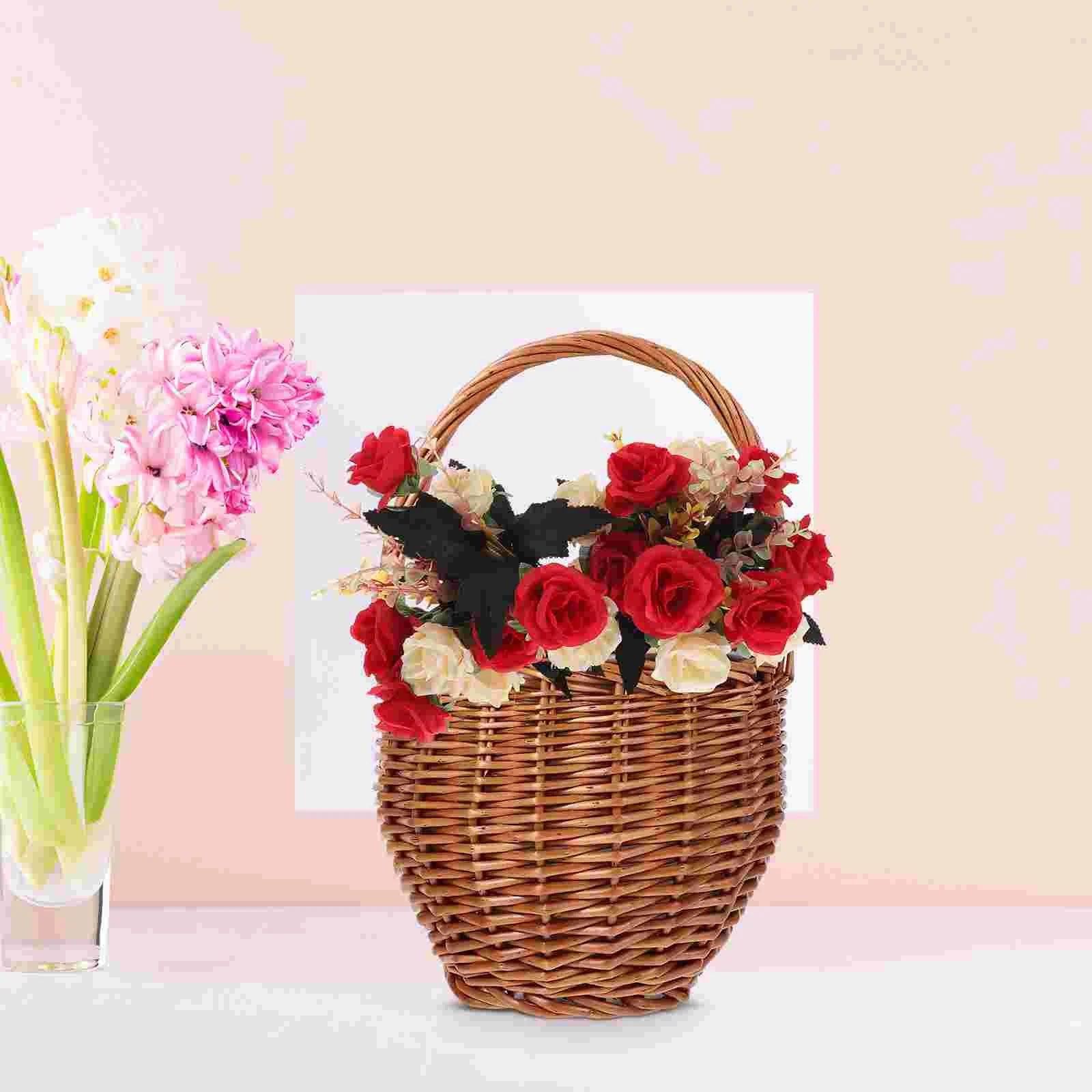 lot de 10 paniers en rotin naturel pour rangement extérieur et pique-nique - vue 7 sur 8