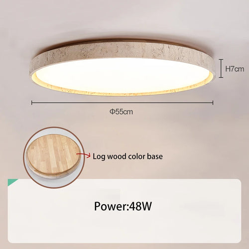 Led plafonnier pierre Downlight monté en Surface rétro luminaires noyer bûche bois couleur chambre salon grande lumière - vue 13 sur 13