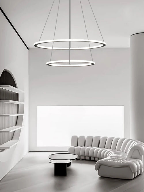 lustre à anneaux circulaires minimaliste à intensité variable - vue 4 sur 10