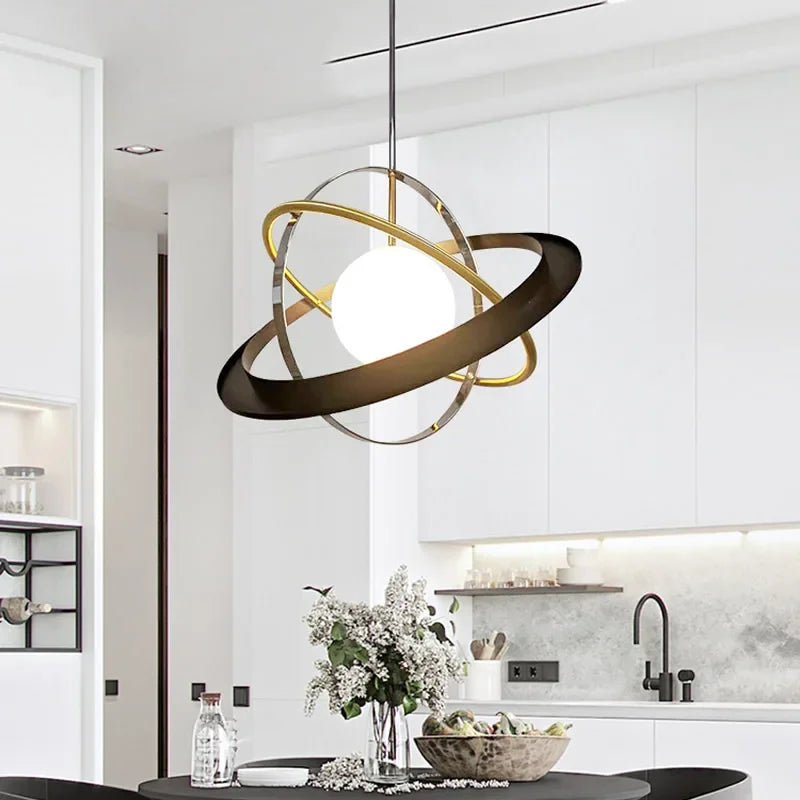 lustre à led design rings of planet pour intérieur suspendu - vue 5 sur 7