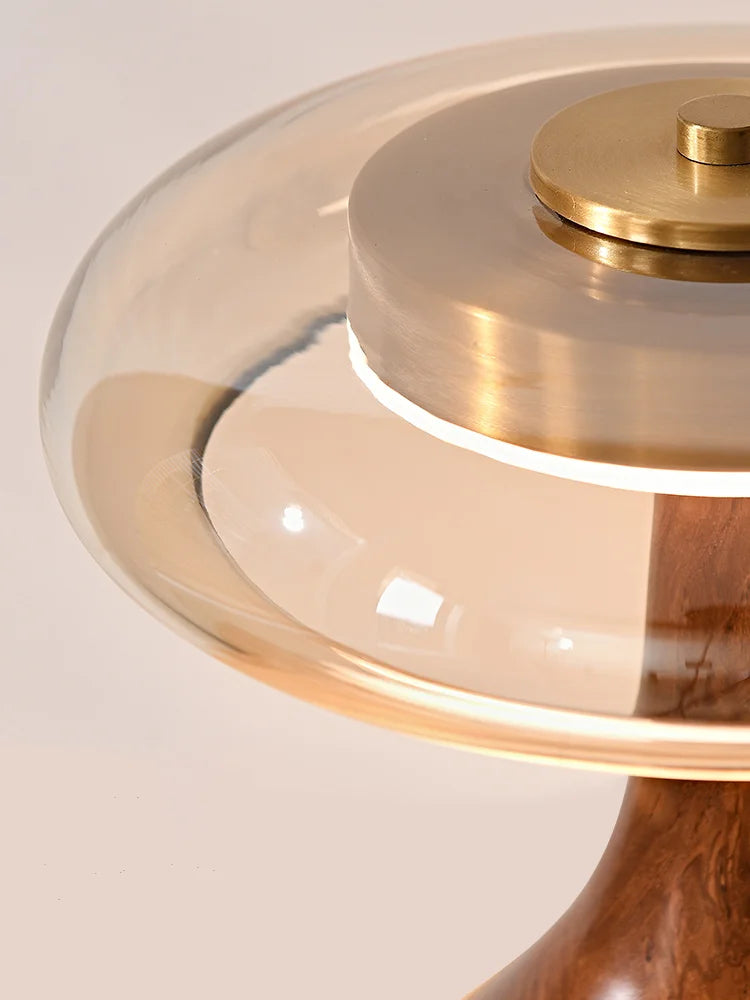 lampe de bureau rétro en bois et verre pour intérieur élégant - vue 4 sur 8