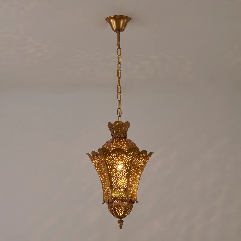 suspension marocaine rétro vintage en métal sculpté pour restaurant et hôtel - vue 4 sur 5
