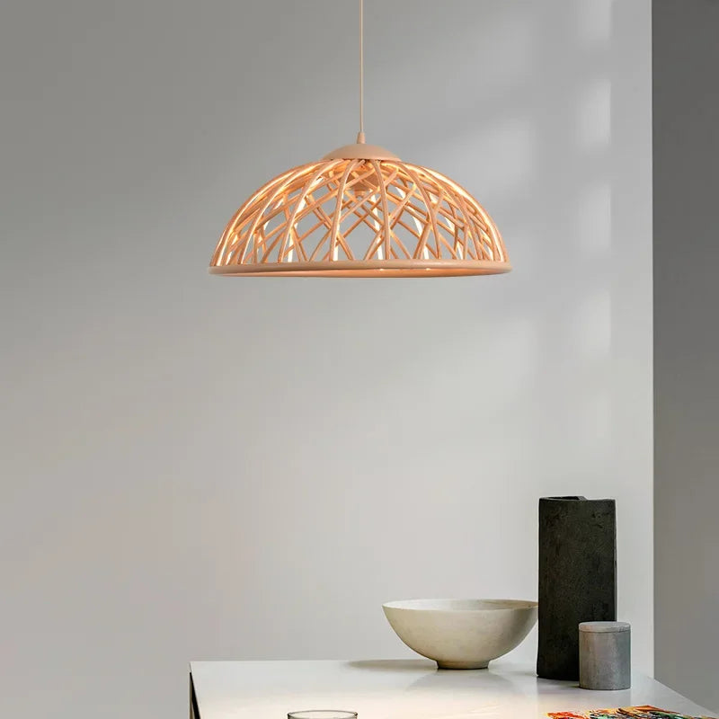 suspension moderne en corde tressée avec lumière led décorative - vue 2 sur 9
