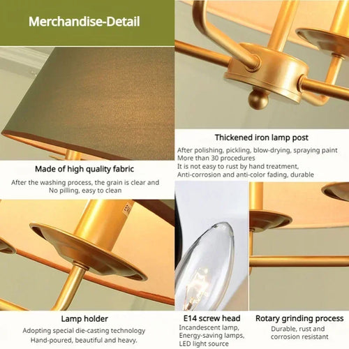 lustre moderne en tissu élégant pour décoration intérieure nordique - vue 7 sur 12