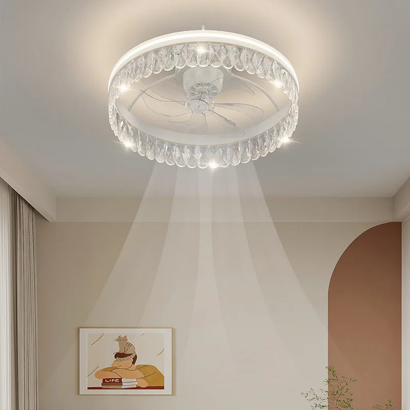 plafonnier led moderne avec ventilateur éclairage silencieux intelligent - vue 3 sur 15