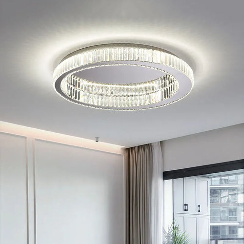 Plafonnier rond led cristal moderne simple - vue 5 sur 12