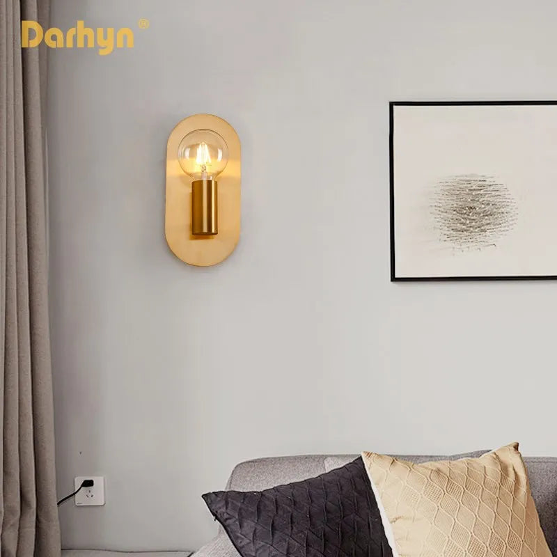 applique murale led verre doré plaque ronde intérieur - vue 2 sur 8