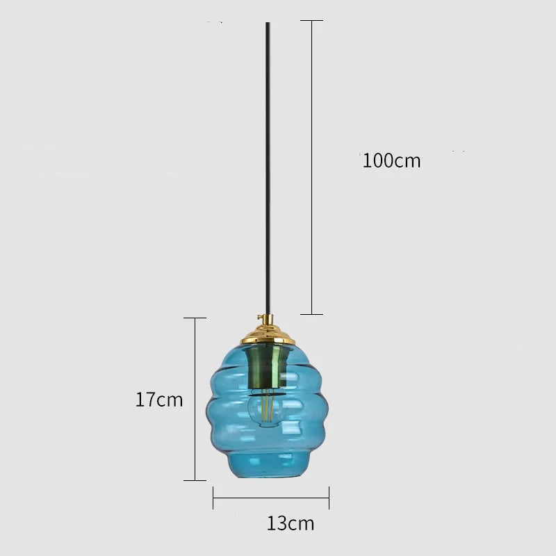 suspension moderne en verre teinté pour décoration intérieure - vue 8 sur 24