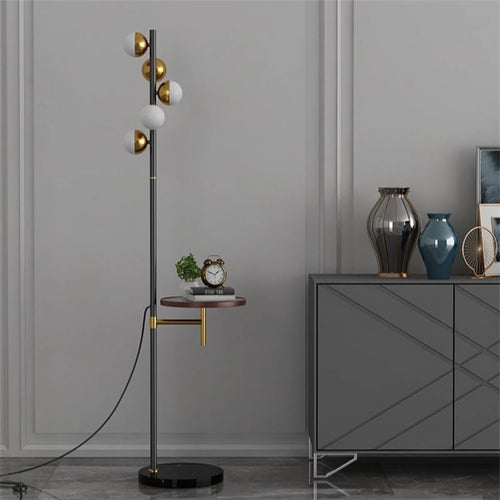 lampe de sol et table en bois avec chargement sans fil - vue 4 sur 8