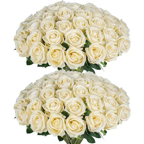 lot de 50 roses artificielles en soie pour décoration et événements festifs - vue 13 sur 24