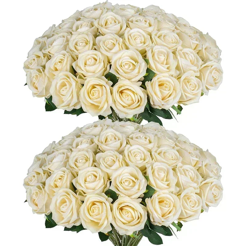 lot de 50 roses artificielles en soie pour décoration et événements festifs - vue 12 sur 24