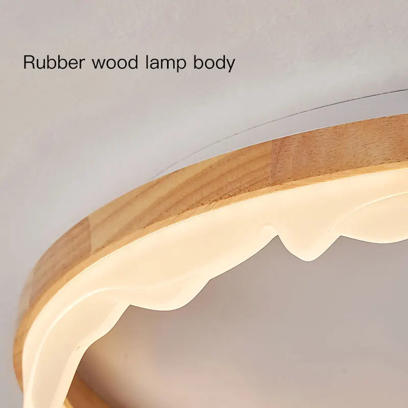 plafonnier en bois intelligent avec anneaux à led moderne - vue 5 sur 10