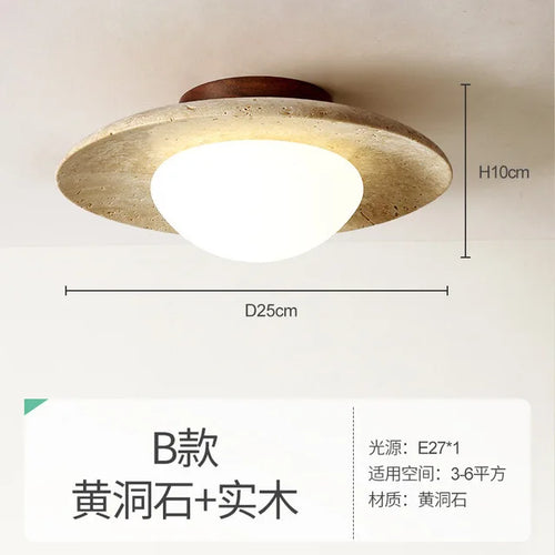 Wabi-sabi porche balcon plafonnier Europe du nord jaune grotte pierre plafonnier pour maison couloir décoration lampe - vue 9 sur 9