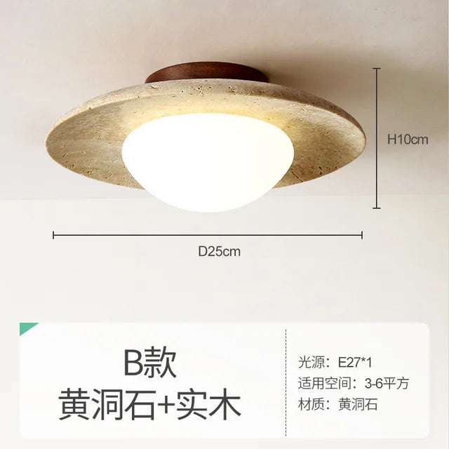 Wabi-sabi porche balcon plafonnier Europe du nord jaune grotte pierre plafonnier pour maison couloir décoration lampe - vue 8 sur 9