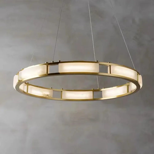 lustre rond en marbre led post-moderne à intensité réglable - vue 6 sur 10