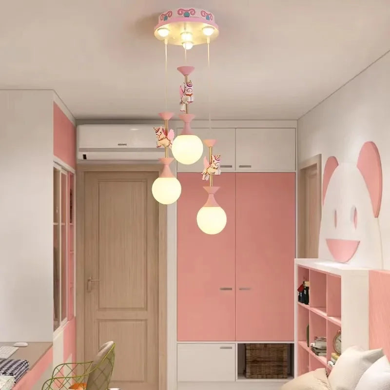 Lustres de chambre d'enfants plafonnier mignon fantaisie moderne lampe à LED créative avec animal salon filles chambre lumière - vue 4 sur 12