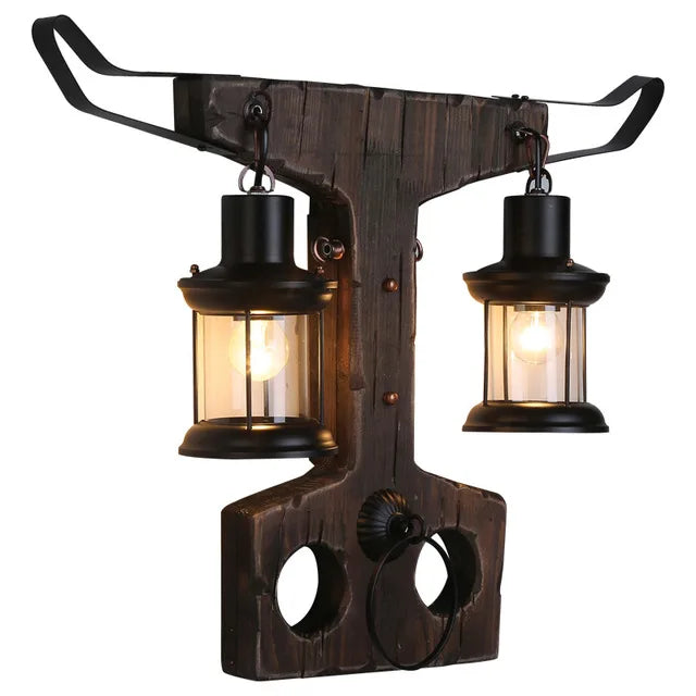Applique murale LED industrielle rétro en bois - vue 14 sur 21