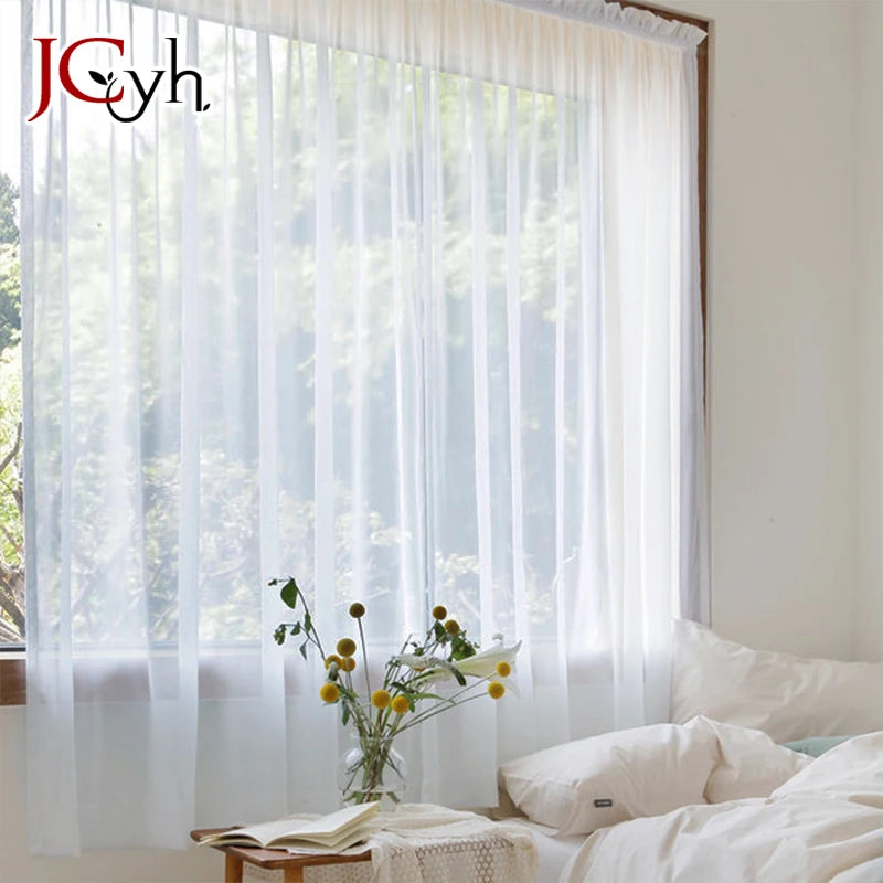 Voilage organza froissé long pour salon chambre fenêtre - vue 2 sur 7