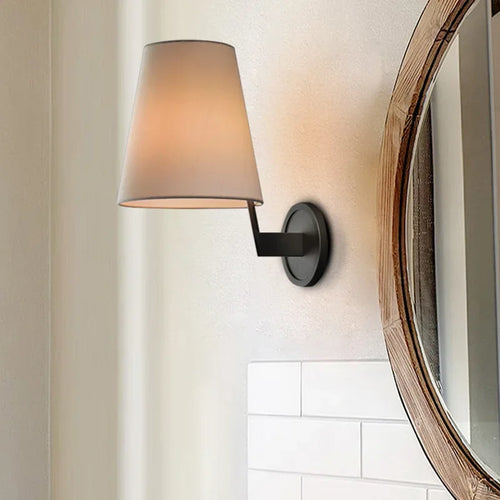 applique murale led en cuivre de luxe avec miroir tissu - vue 2 sur 8