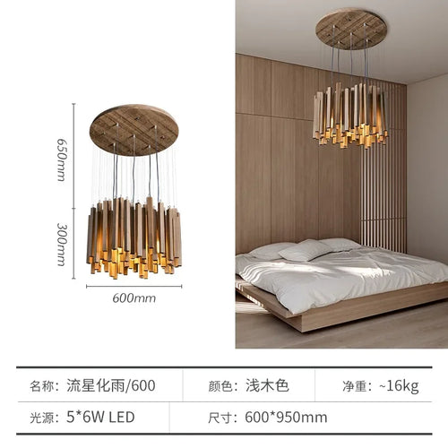 Lustre de Restaurant chinois en bois massif - vue 15 sur 16