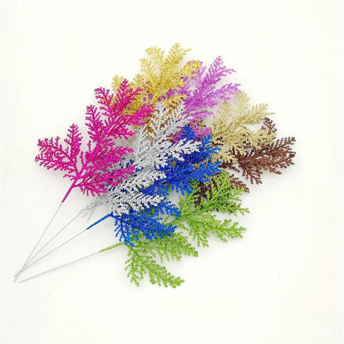 décoration de noël feuilles de pin paillettes pour bricolage couronne arbre - vue 3 sur 17