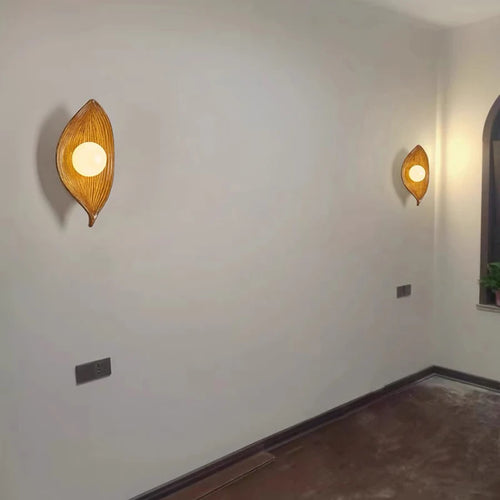 applique murale artistique en résine et verre en forme de feuille pour éclairage d'allée - vue 5 sur 6