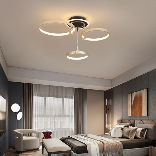 Plafonnier doré à anneaux led moderne - vue 5 sur 10