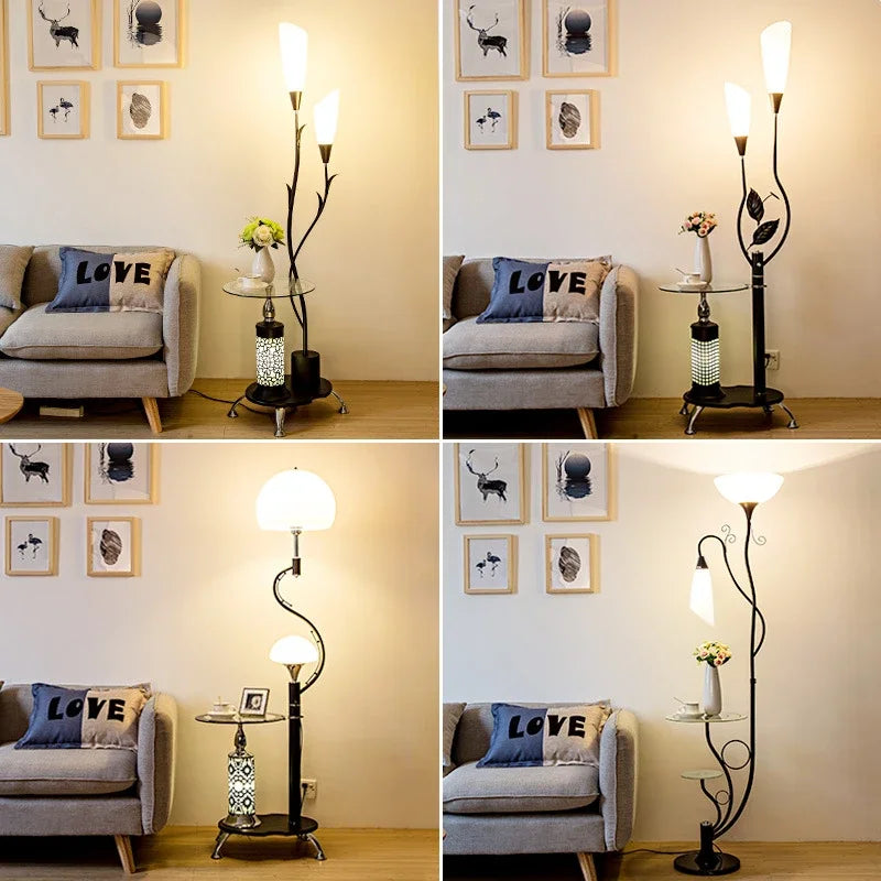 lampadaire moderne avec table intégrée design nordique créatif - vue 4 sur 13