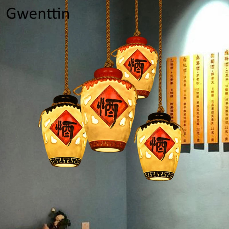 suspension pot à vin style chinois pour décoration intérieure - vue 3 sur 12