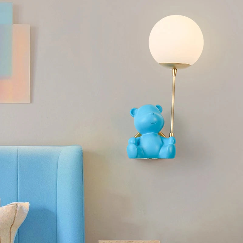 applique murale ours avec interrupteur à tirer pour enfants - vue 5 sur 12