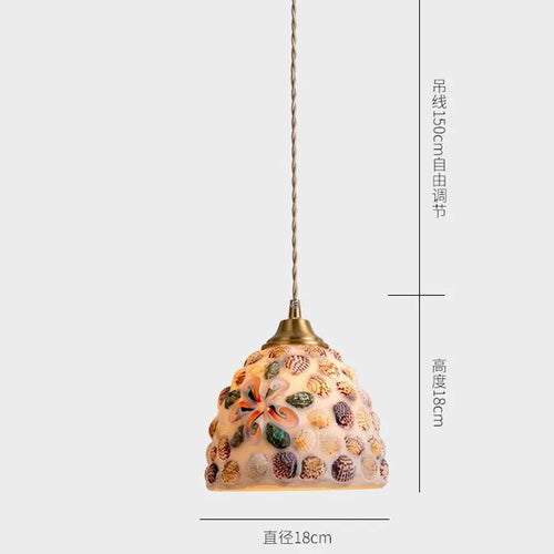 Suspension tiffany méditerranéen en verre coquille led - vue 10 sur 12