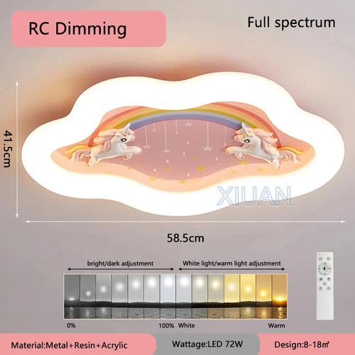 lustre nuage arc-en-ciel avec cheval pour chambre d'enfant - vue 10 sur 10
