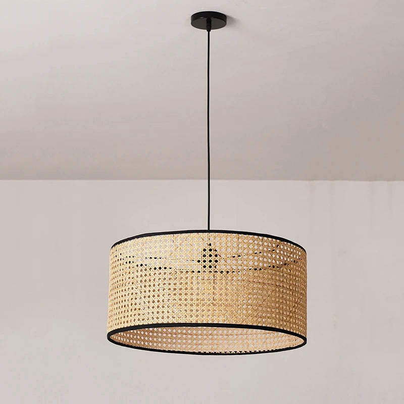 Suspension cannage Style japonais moderne lampe à main en rotin - vue 5 sur 8