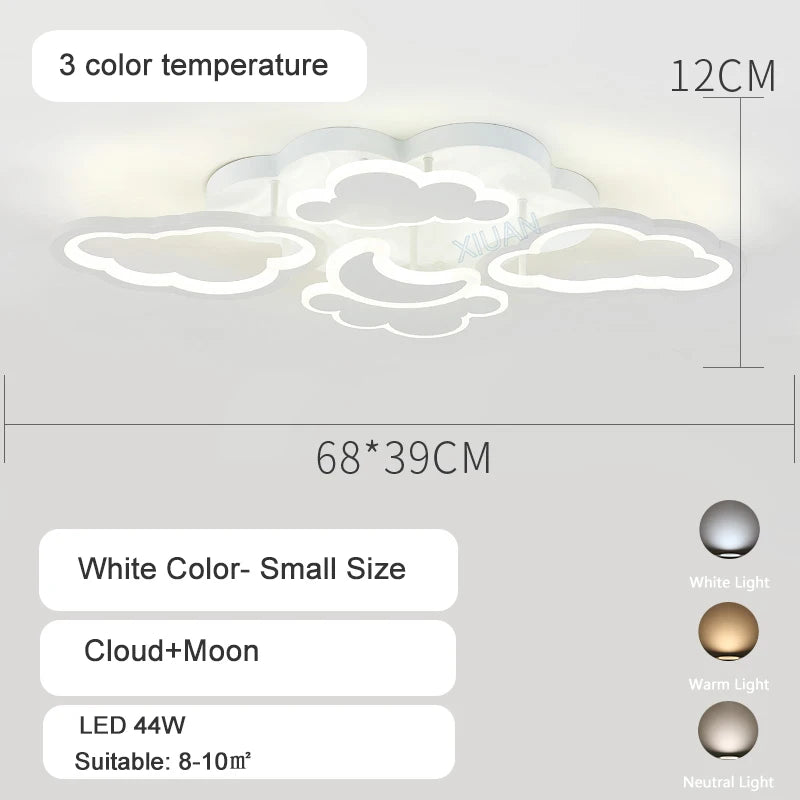 lustre led moderne en forme de lune étoile nuage pour enfants - vue 20 sur 25