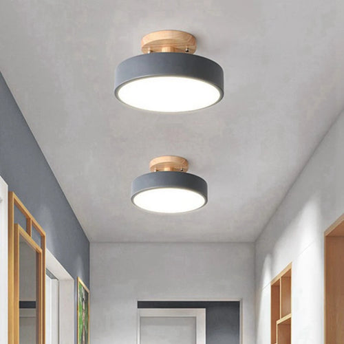 2X plafonniers moderne LED nordique bois Luminaire intérieur Luminaire cuisine salon chambre salle de bain gris - vue 3 sur 3
