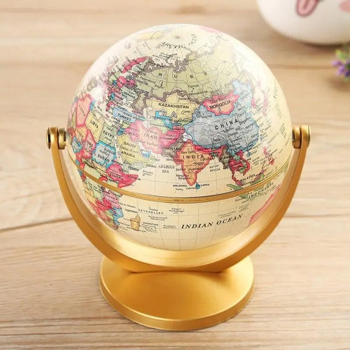 globe terrestre rétro rotatif pour apprendre la géographie et décorer - vue 2 sur 7