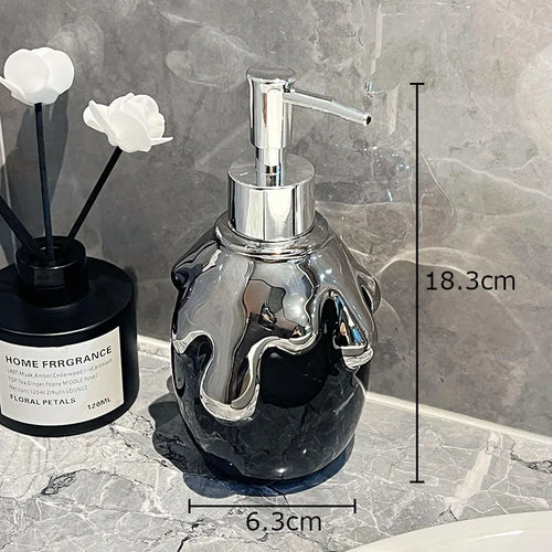 distributeur de savon en céramique dorée pour salle de bain - vue 11 sur 10