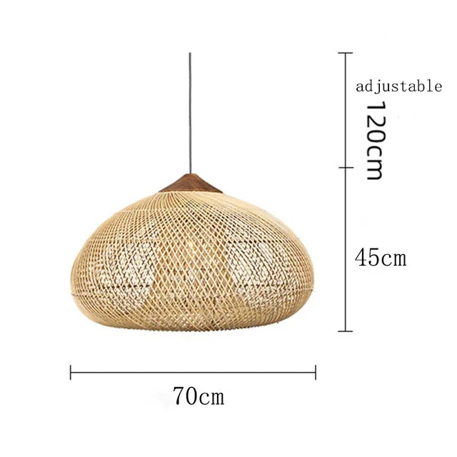 Modern art minimalist retro chandelier suitable for living room, dining room, farmhouse, natural rattan and willow chandelier - vue 15 sur 21