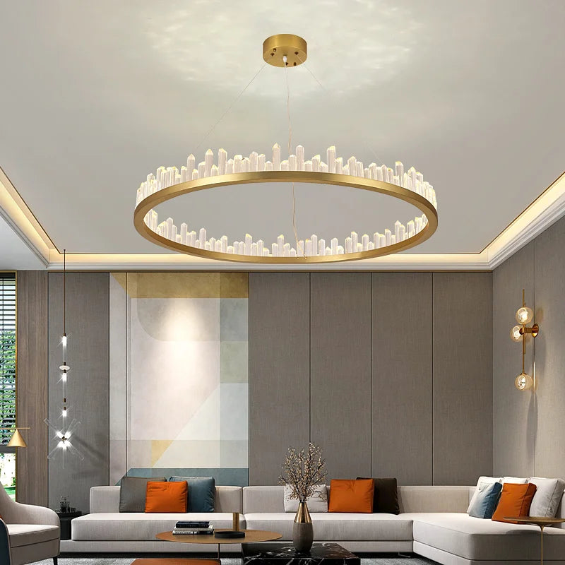2024 Modern LED Pendant Lamp for Dining  Bedroom Study room Round Crystal Colorful Home product Decoration Fixtures Light