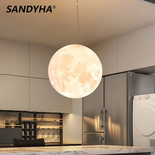 suspension pleine lune LED pour salon salle à manger chambre barre Table lumières - vue 2 sur 8