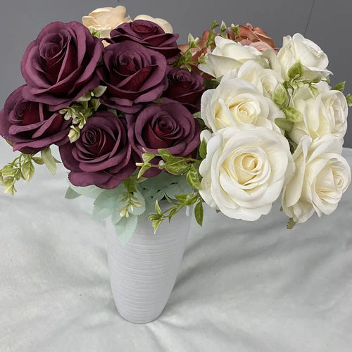 bouquet de roses artificielles en soie décoration florale élégante - vue 3 sur 15