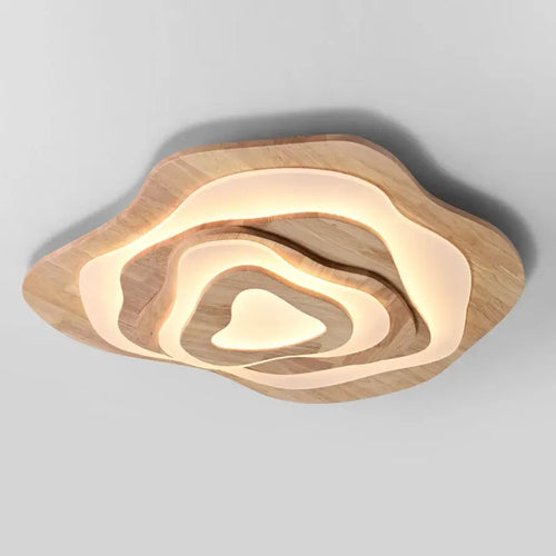 plafonnier led en bois design nordique avec télécommande - vue 5 sur 12