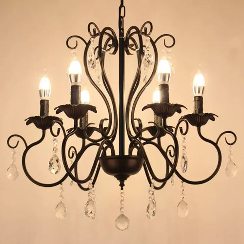 lampe à bougie en fer et cristal de luxe pour décoration intérieure - vue 10 sur 12