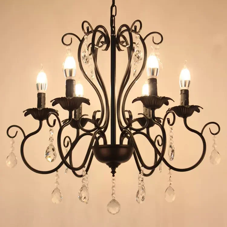 lampe à bougie en fer et cristal de luxe pour décoration intérieure - vue 9 sur 12