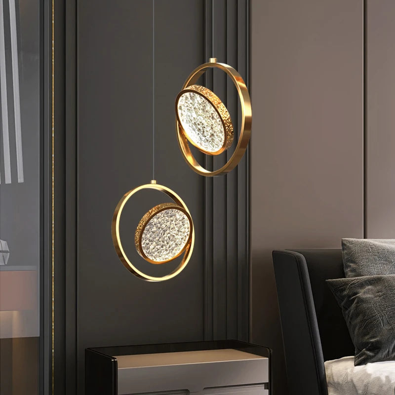 lustre minimaliste deluxe en anneau led pour villa - vue 4 sur 14