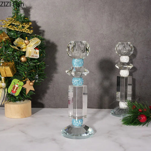 bougeoir en cristal géométrique pour décoration moderne et romantique - vue 2 sur 6