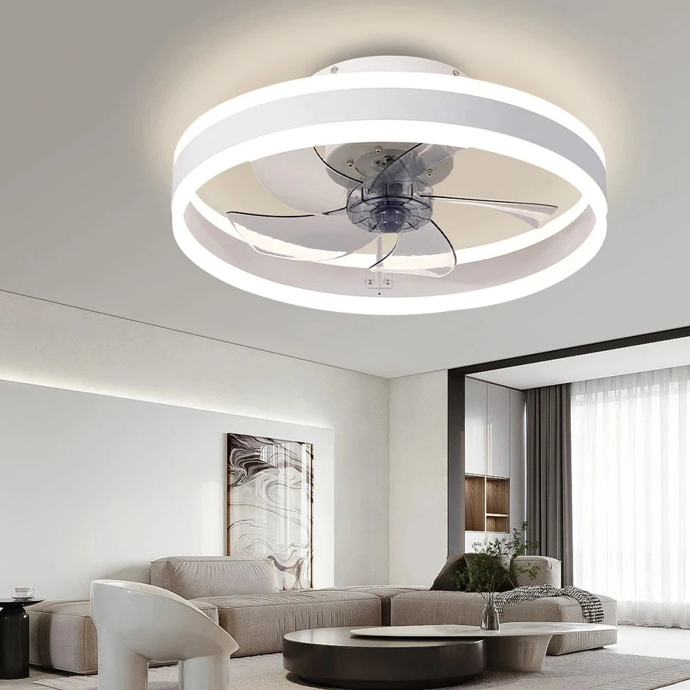 Plafond moderne à LEDs ventilateur lumières synchronisation ventilateur électrique chambre décor ventilateur lampes suspendues pour plafond moderne décoration de la maison - vue 3 sur 8